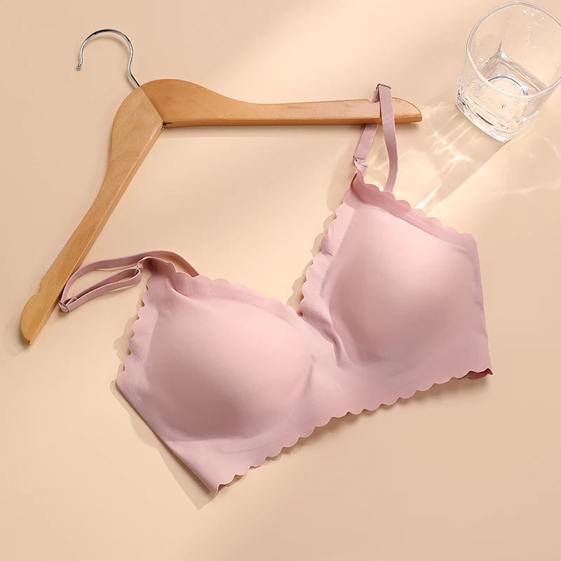 Soutien-Gorge Confort Sans Armature Rembourré Bords Ondulés Coupe Laser Invisible Yoga 9 Couleurs