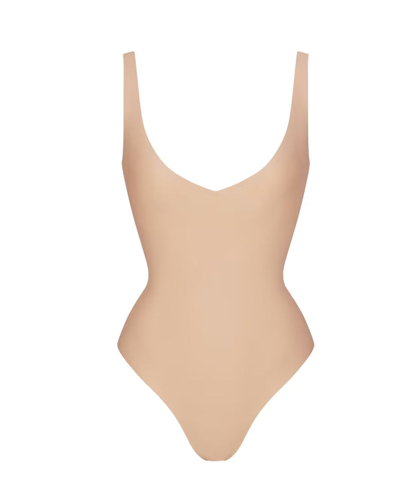 Deep V-neck Seamless Elastic Tummy Control Shaping Adjustable Straps Bodysuit