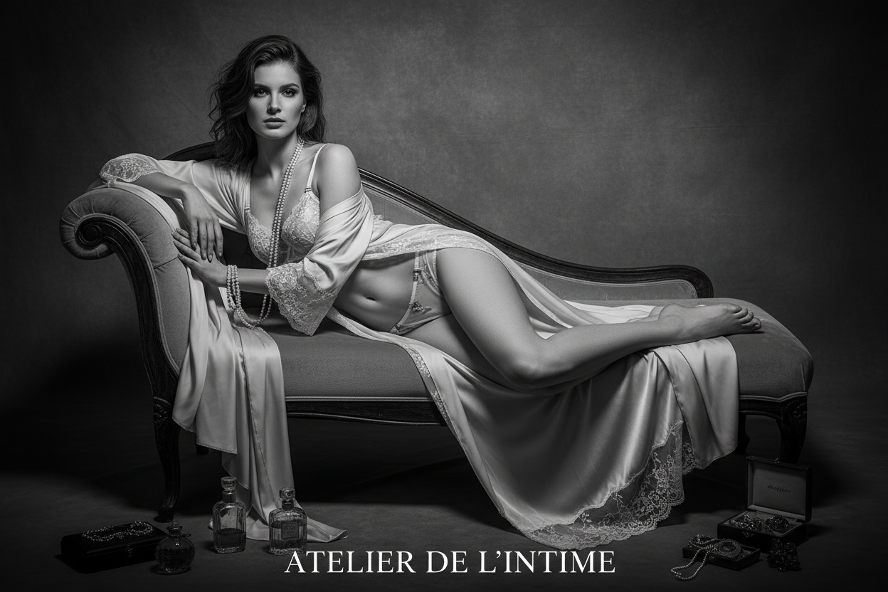 femme sofa lingerie chic 